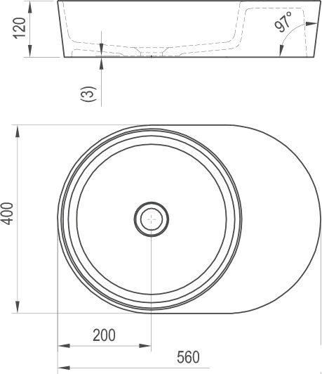 Умывальник Ravak Moon 2S 56x40 [XJN01300003]