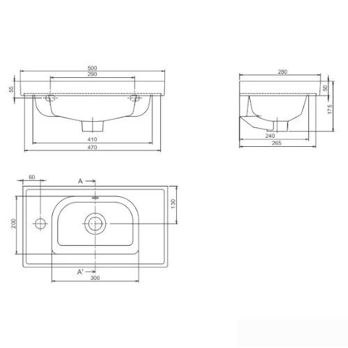 Умывальник CeraStyle Frame mini VB015F32L00