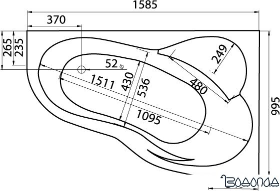 Ванна Santek Ибица XL 160x100 R [1WH112037]