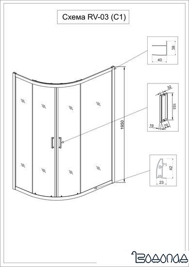 Душевой уголок Veconi Pear RV03-10090A-02-19C1 фото 4