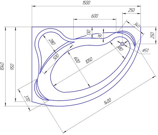 Ванна 1Марка Catania 150х95