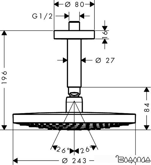Верхний душ Hansgrohe Raindance Select S 240 2jet [26467000]