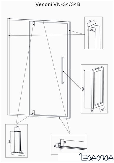 Душевая дверь Veconi VN-34 VN34-100-01-C7 фото 3