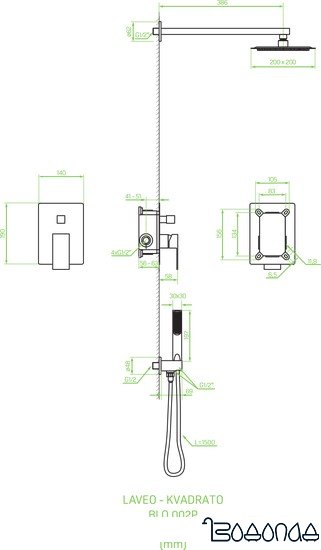 Душевая система Laveo Kvadrato BLQ 702P