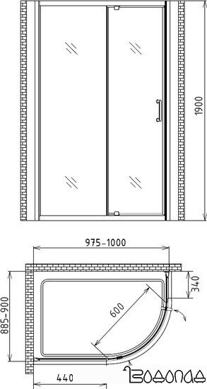 Душевой уголок Gemy Sunny Bay S28192 100x90 фото 4