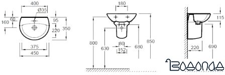 Умывальник Jacob Delafon Odeon 45x35 [E4152-00]