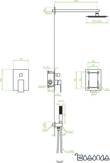 Душевая система Laveo Kvadrato BLQ 002P фото 2