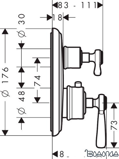 Вентиль Axor Montreux 16821820 (шлифованный никель)