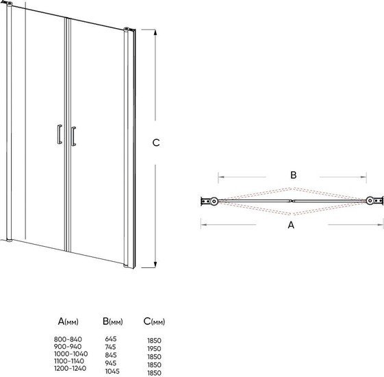 Душевая дверь Veconi Line VN44-90-04-19C1