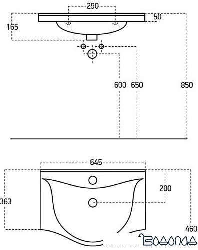 Умывальник Sanovit Vittoria 65 10064-KL фото 2