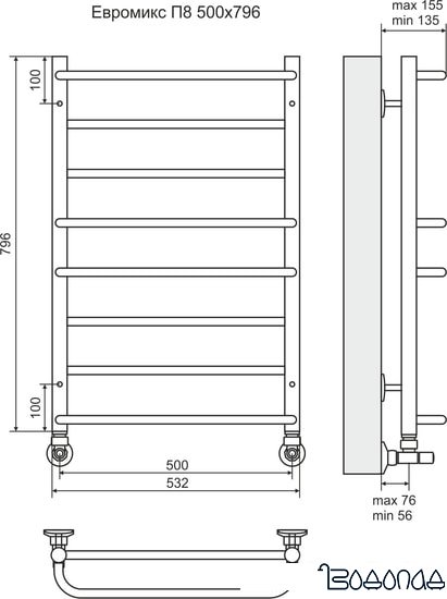 Полотенцесушитель TERMINUS Евромикс П8 (500x796)