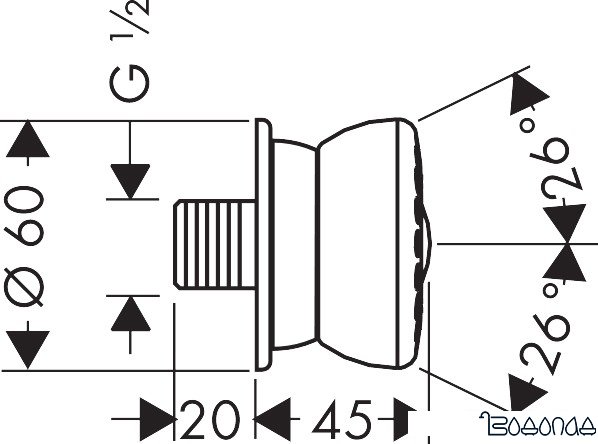 Боковая форсунка Hansgrohe Bodyvette 28467000 фото 2