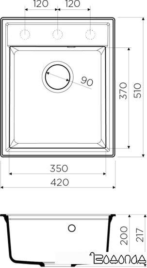 Кухонная мойка Omoikiri Daisen 42 CA фото 2