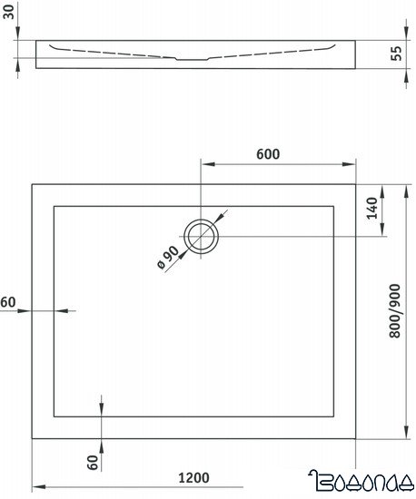 Душевой поддон Deante Minimal 120x90 KTN 043B фото 3