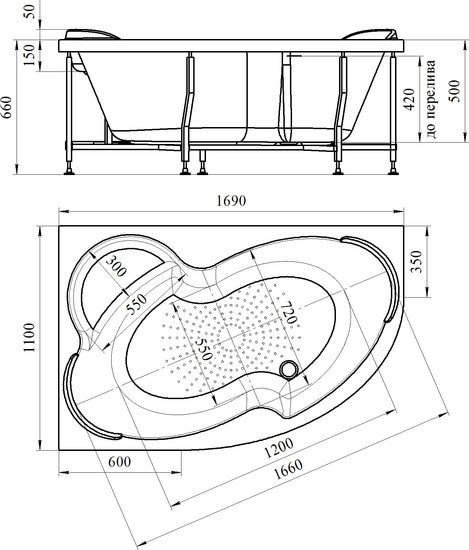 Ванна Radomir Ирма 169x110 (правая) фото 3