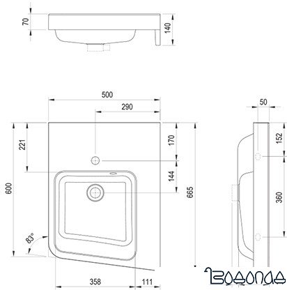 Умывальник Ravak Be Happy II XJAP1100001 (правый) фото 4