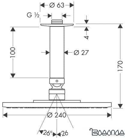 Верхний душ Hansgrohe Raindance AIR EcoSmart (27477000)