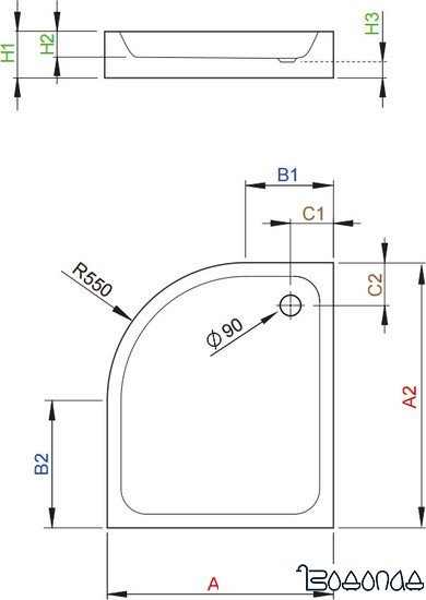 Душевой поддон Radaway Siros E Compact 90x80 (правый) [SBE8917-R] фото 2