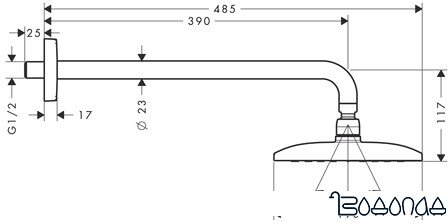 Верхний душ Hansgrohe Raindance E 360 AIR 1jet [27376000]