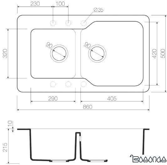 Кухонная мойка Omoikiri Maru 86-2-BE [4993285]