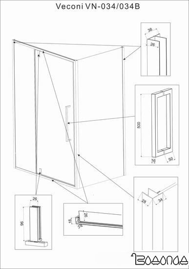 Душевой уголок Veconi RV-034 RV034-100100-01-C7