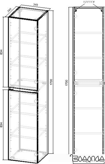Vincea Шкаф-пенал Norma 35 VSC-2NF170GW фото 4