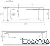 Каркас AM.PM Gem W90A-150-070W-R