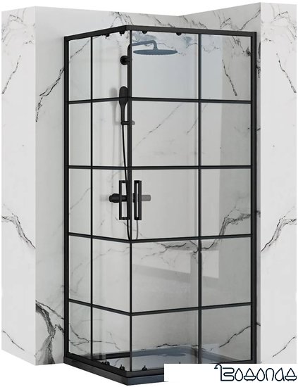 Душевой уголок Rea Concept 90x90 (черный/прозрачное стекло)