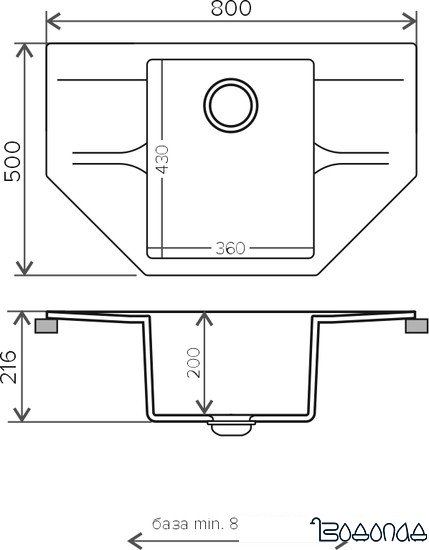 Кухонная мойка Polygran Riff-800 (белый хлопок 36) Кухонная мойка Polygran Riff-800 (белый хлопок 36)