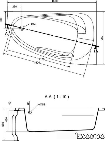 Ванна Cersanit Joanna New 160x95 (правая) фото 3