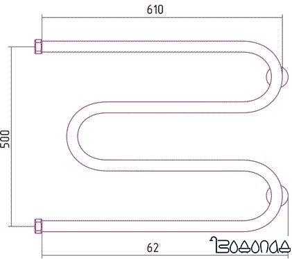Полотенцесушитель Сунержа М-образный 500х650