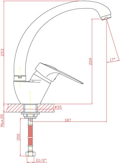 Смеситель Cron CN4104-2 (хром)