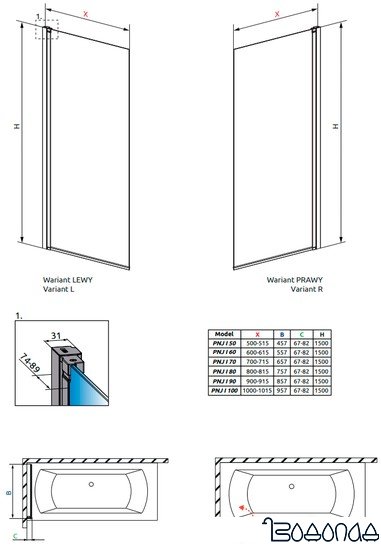 Шторка Radaway Nes Black PNJ I Frame 80 R