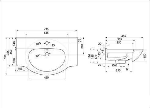 Умывальник Della Mia 75 74.5x46.5 [Т107501111]