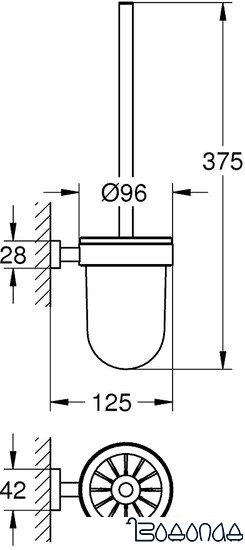 Ершик для унитаза Grohe Essentials Cube 40513001 (хром/матовое стекло)