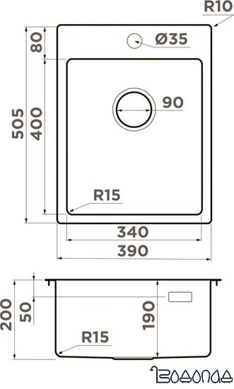 Кухонная мойка Omoikiri Amadare 39-IN (нержавеющая сталь)