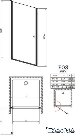 Душевая дверь Radaway Eos DWJ (89 - 91) (37903-01-01N)