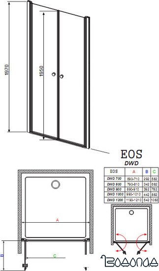 Душевая дверь Radaway Eos DWD (99 - 101) (37723-01-01N) фото 4