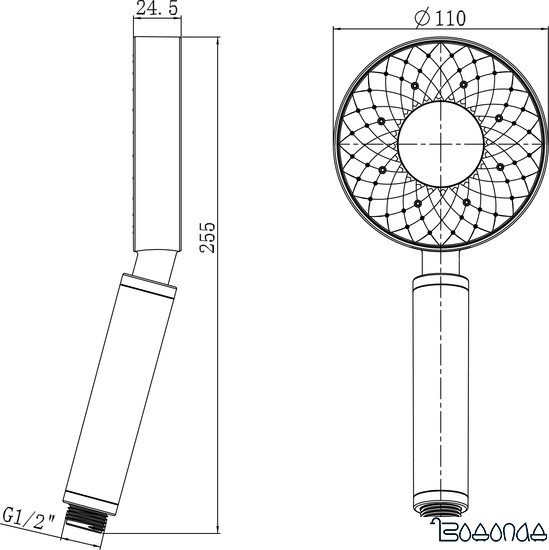 Душевая лейка Rubineta Luna 622143B фото 4