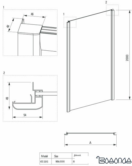 Душевая стенка Deante Cynia 90 KTC 031S (хром/прозрачное)
