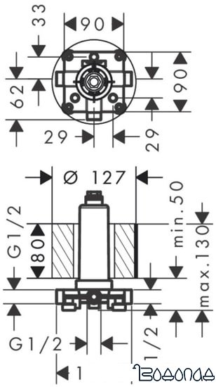 Скрытая часть верхнего душа Hansgrohe Rainmaker Select 24010180