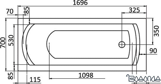 Ванна Santek Монако 170x70 (1WH111979) фото 3