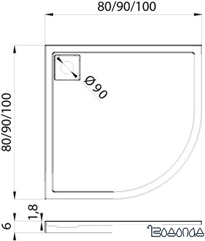 Душевой поддон NEW TRENDY Lido 90x90 B-0312