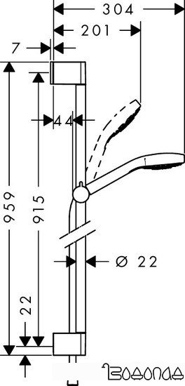 Душевой гарнитур Hansgrohe Croma Select E Multi [26590400] фото 3