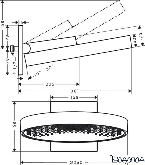 Верхний душ Hansgrohe Rainfinity 360 1jet 26230670 (черный матовый)