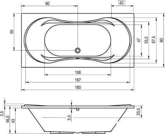 Ванна Riho Supreme 180x80