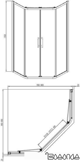 Adema Glass Line Penta-90 (тонированное стекло) фото 4