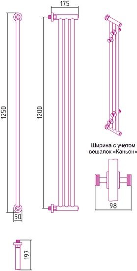 Полотенцесушитель Сунержа Хорда 1200х195 00-0124-1200 фото 4