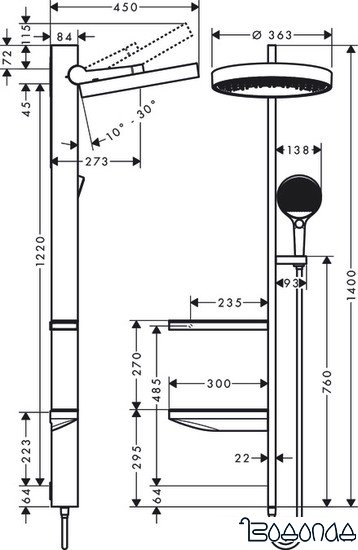 Душевая система Hansgrohe Rainfinity Showerpipe 360 1jet 26842000 (хром)