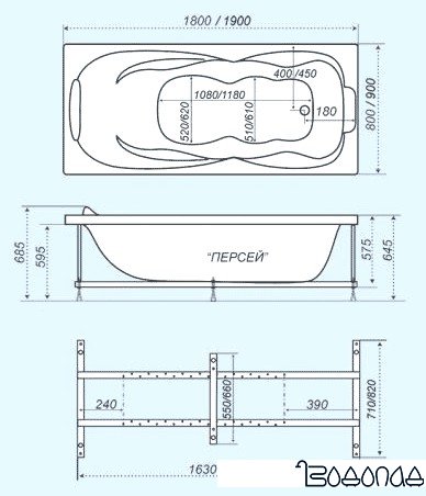 Ванна Triton ПЕРСЕЙ 190x90 фото 4